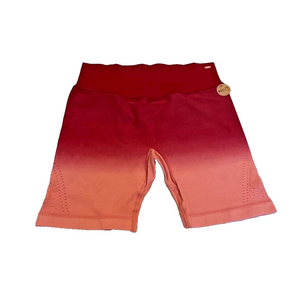 Victoria's Secret‎ PINK Stretch Activewear Legging Shorts Ombre Red; Medium NWT
